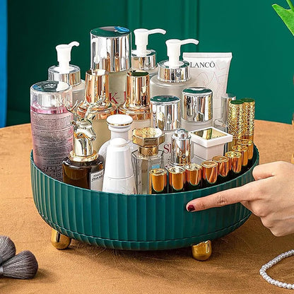 360 Rotating Makeup Perfume Organizer Skincare Tray, Small Ivory White