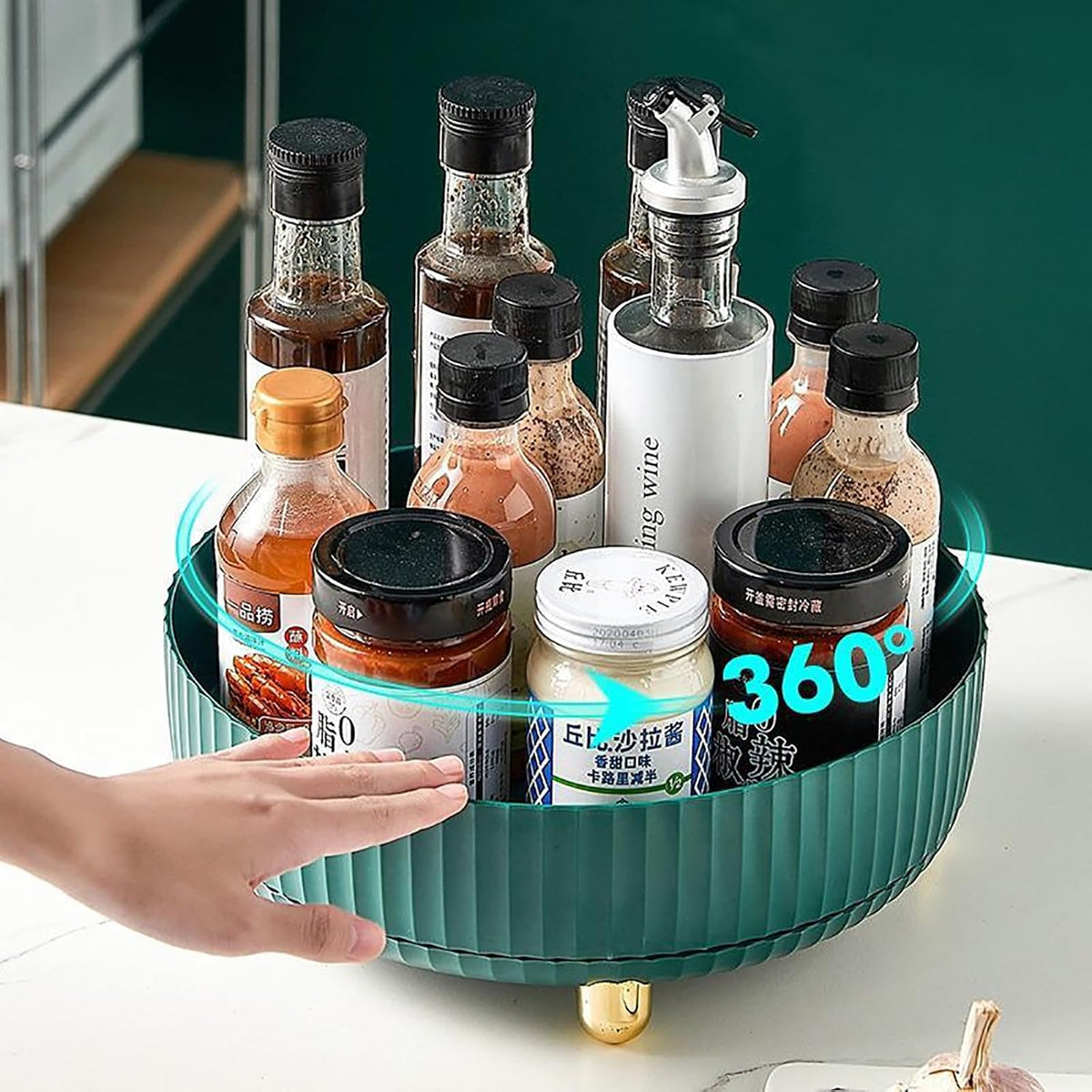 360 Rotating Makeup Perfume Organizer Skincare Tray, Small Ivory White