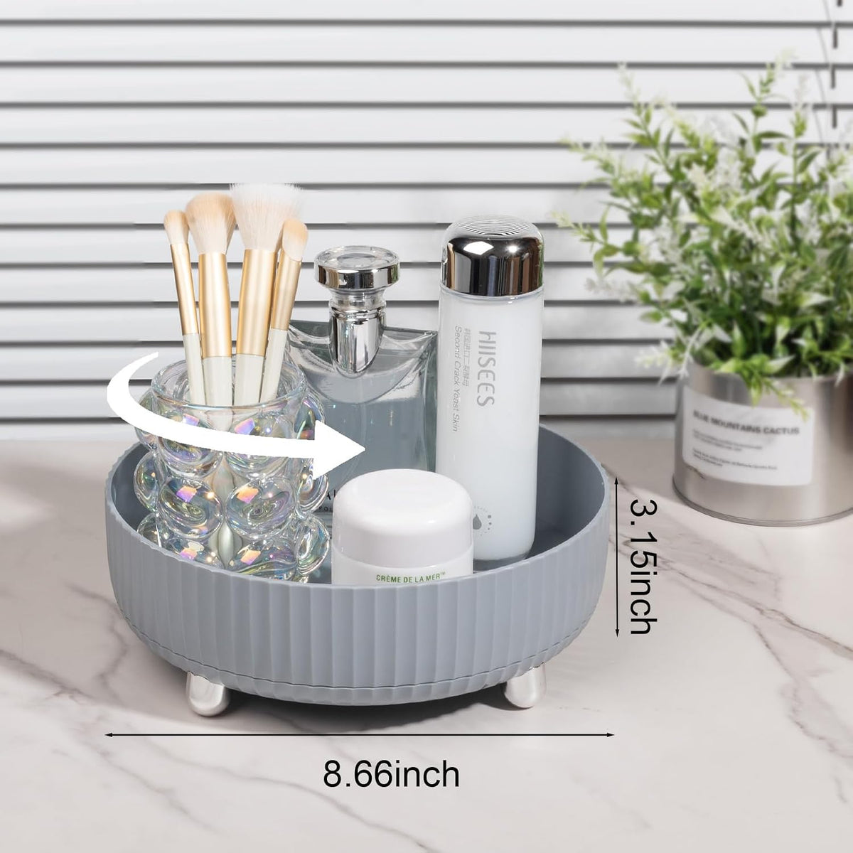 360 Rotating Makeup Perfume Organizer Skincare Tray, Small Ivory White
