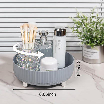 360 Rotating Makeup Perfume Organizer Skincare Tray, Small Ivory White