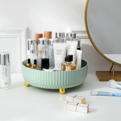 360 Rotating Makeup Perfume Organizer Skincare Tray, Small Ivory White