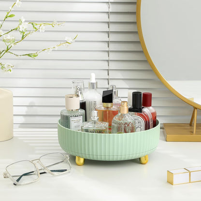 360 Rotating Makeup Perfume Organizer Skincare Tray, Small Ivory White