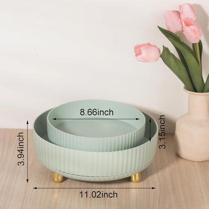 360 Rotating Makeup Perfume Organizer Skincare Tray, Small Ivory White
