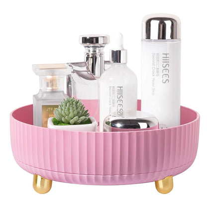 360 Rotating Makeup Perfume Organizer Skincare Tray, Small Ivory White