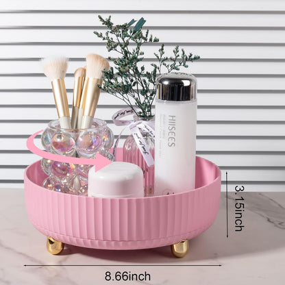360 Rotating Makeup Perfume Organizer Skincare Tray, Small Ivory White