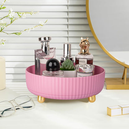 360 Rotating Makeup Perfume Organizer Skincare Tray, Small Ivory White