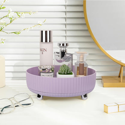 360 Rotating Makeup Perfume Organizer Skincare Tray, Small Ivory White
