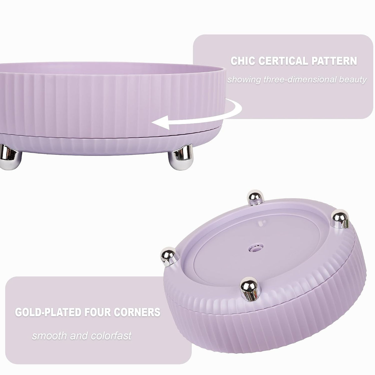360 Rotating Makeup Perfume Organizer Skincare Tray, Small Ivory White