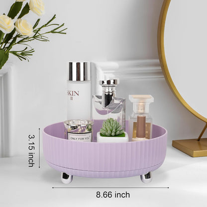 360 Rotating Makeup Perfume Organizer Skincare Tray, Small Ivory White