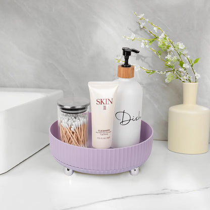 360 Rotating Makeup Perfume Organizer Skincare Tray, Small Ivory White