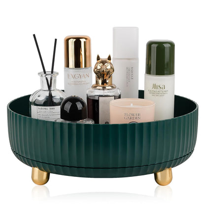 360 Rotating Makeup Perfume Organizer Skincare Tray, Small Ivory White