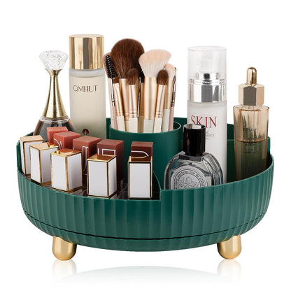 360 Rotating Makeup Perfume Organizer Skincare Tray, Small Ivory White