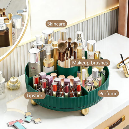 360 Rotating Makeup Perfume Organizer Skincare Tray, Small Ivory White