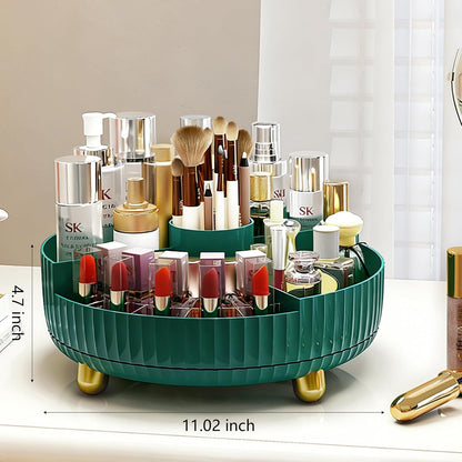 360 Rotating Makeup Perfume Organizer Skincare Tray, Small Ivory White