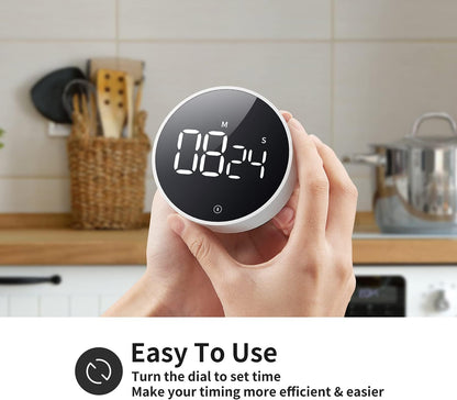 Digital Magnetic Kitchen Timer & Stopwatch with LED Display, Space Gray
