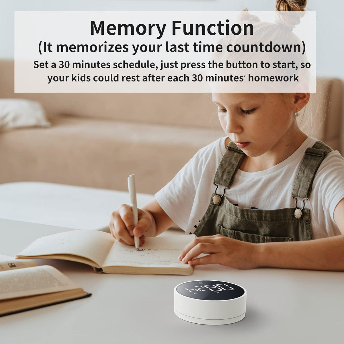 Digital Magnetic Kitchen Timer & Stopwatch with LED Display, Space Gray
