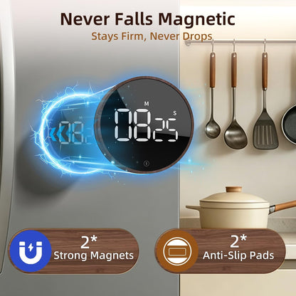 Digital Magnetic Kitchen Timer & Stopwatch with LED Display, Space Gray