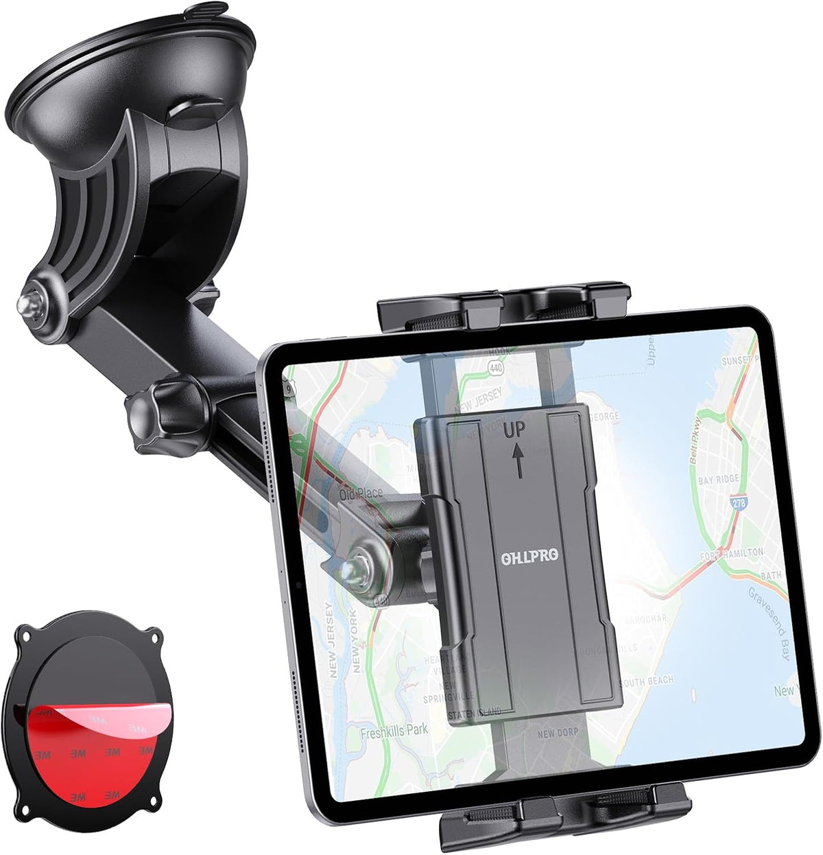 Tablet Holder for Car Dashboard [Suction Cup Mount] Windshield Wall Desk, Adjustable Stand for 5-13" iPad mini Air Pro Galaxy Tab S9 Phone - Heavy Duty Truck Accessories (9" Arm)