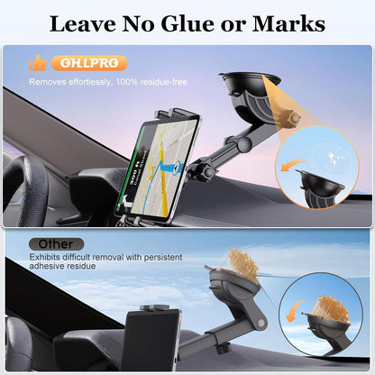 Tablet Holder for Car Dashboard [Suction Cup Mount] Windshield Wall Desk, Adjustable Stand for 5-13" iPad mini Air Pro Galaxy Tab S9 Phone - Heavy Duty Truck Accessories (9" Arm)