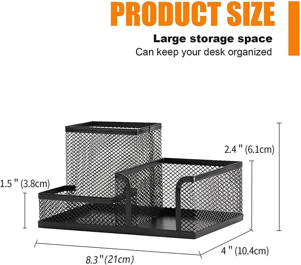 Pen Holder for Desk, Desk Organizers Set-3 Compartments Mesh Pencil Holder with Pencil Pen Cup and Paper Clip holder, Desk Accessories for Marker Craft, Ideal Office School Supplies(3 pack, Black)
