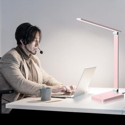 LED Desk Lamp for Home Office, 3 Levels Dimmable Desk Light with USB Charging Port, Small Study Lamp, Reading Light for Table, Black, 5000K