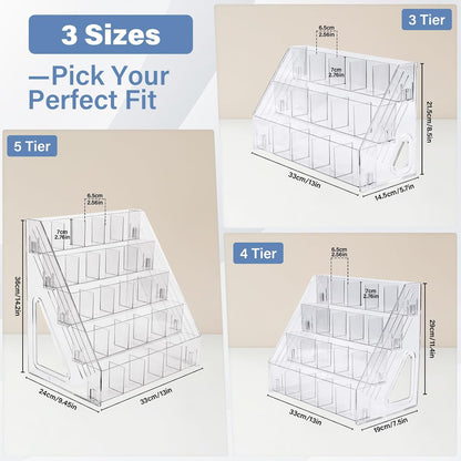 Acrylic Desk Organizer – 5 Tier 25 Compartments Vertical Storage for Pens, Markers, Art Supplies & Office Accessories – Clear Desk Storage Solution for Home, Office & School