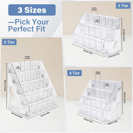 Acrylic Desk Organizer – 5 Tier 25 Compartments Vertical Storage for Pens, Markers, Art Supplies & Office Accessories – Clear Desk Storage Solution for Home, Office & School