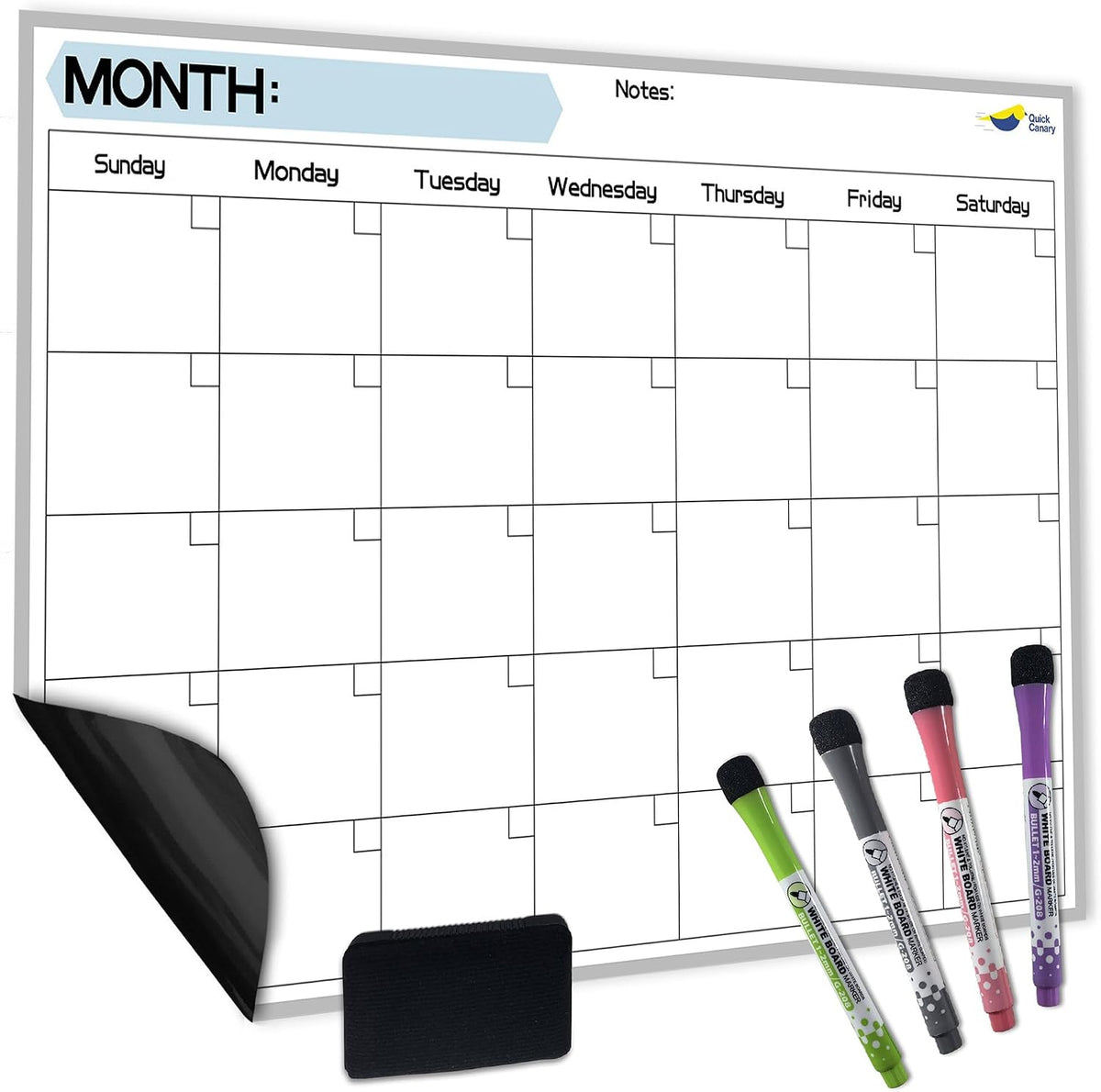 Large Magnetic Calendar for Refrigerator, Dry Erase Whiteboard Magnet