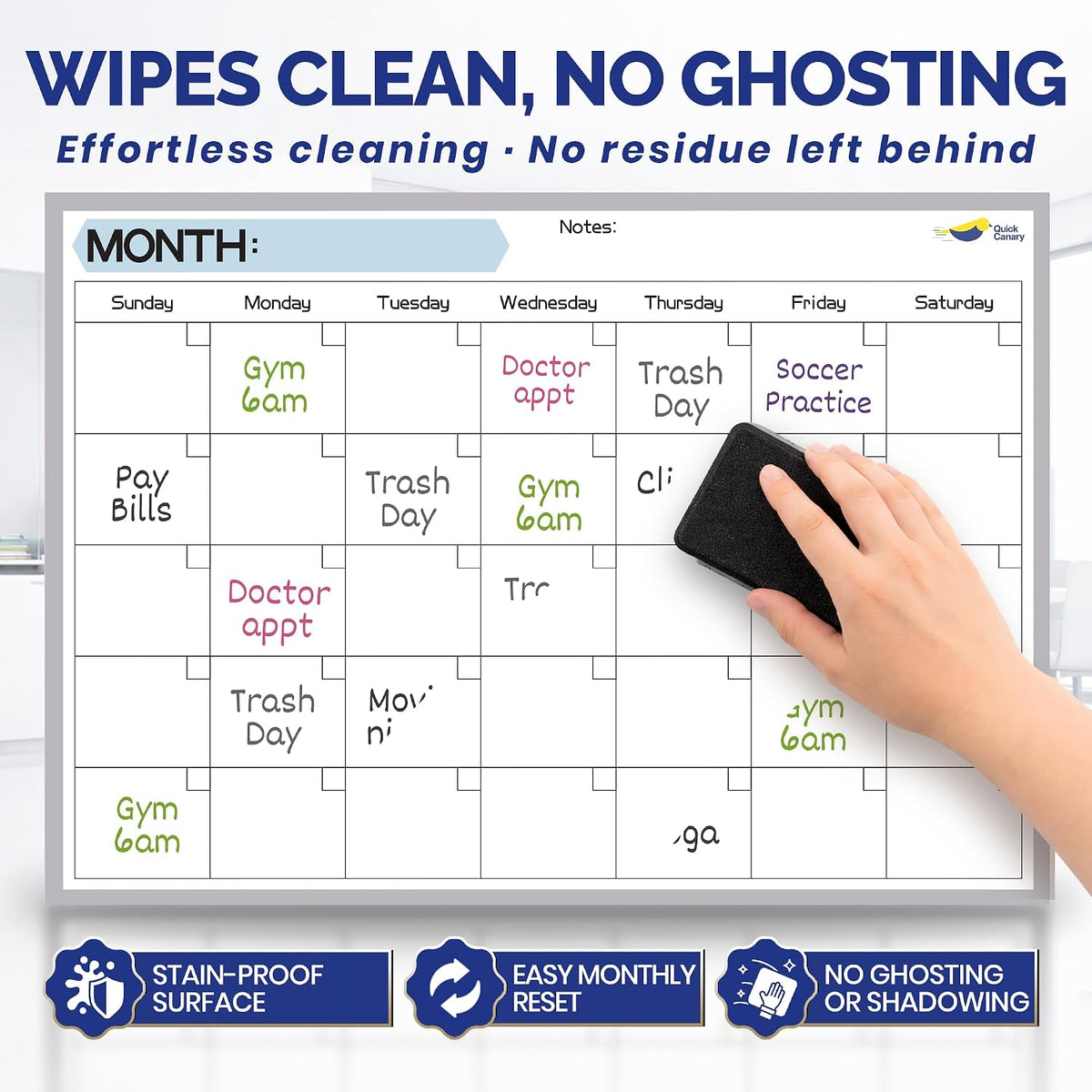 Large Magnetic Calendar for Refrigerator, Dry Erase Whiteboard Magnet