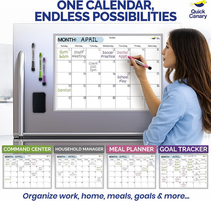 Large Magnetic Calendar for Refrigerator, Dry Erase Whiteboard Magnet