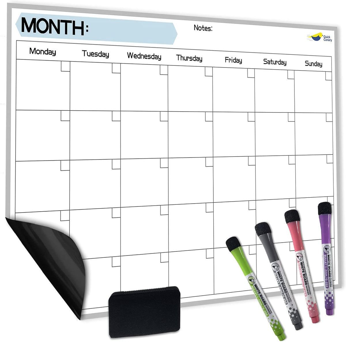 Large Magnetic Calendar for Refrigerator, Dry Erase Whiteboard Magnet