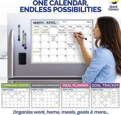Large Magnetic Calendar for Refrigerator, Dry Erase Whiteboard Magnet