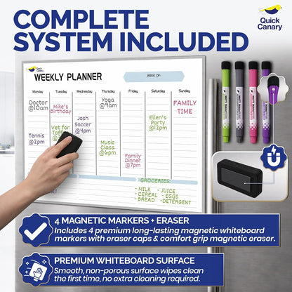 Large Magnetic Calendar for Refrigerator, Dry Erase Whiteboard Magnet