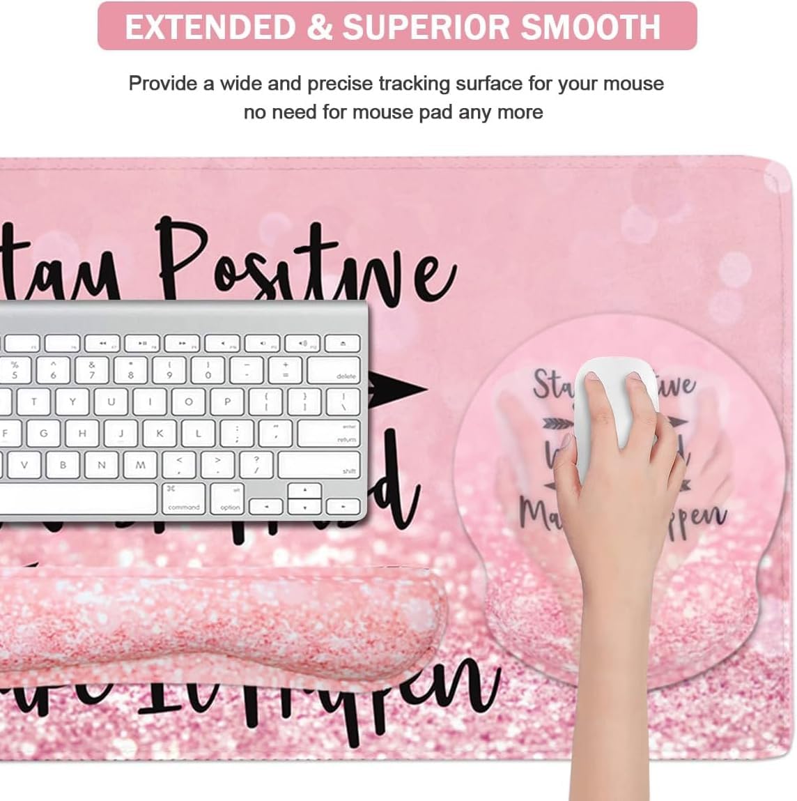 4-in-1 Gaming Mouse Pad Wrist Support Set，Desk Pad + Mouse Pad with Wrist Rest + Keyboard Wrist Rest + Coaster, Ergonomic Design for Home Office Study Game - Blue Marble