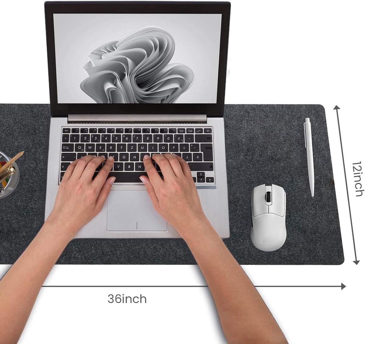 DAWNTREES Felt Desk Mat, Computer Mat for Desk, Dark Gray (36x12Inches)