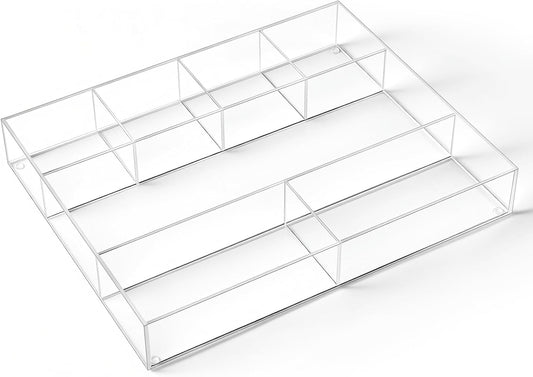 Clear Acrylic Deep Drawer Organizer Tray, 7 Compartments