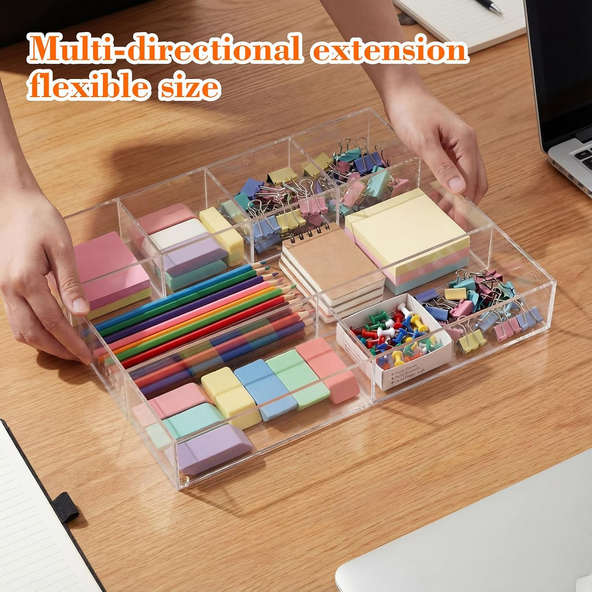 Clear Acrylic Deep Drawer Organizer Tray, 7 Compartments