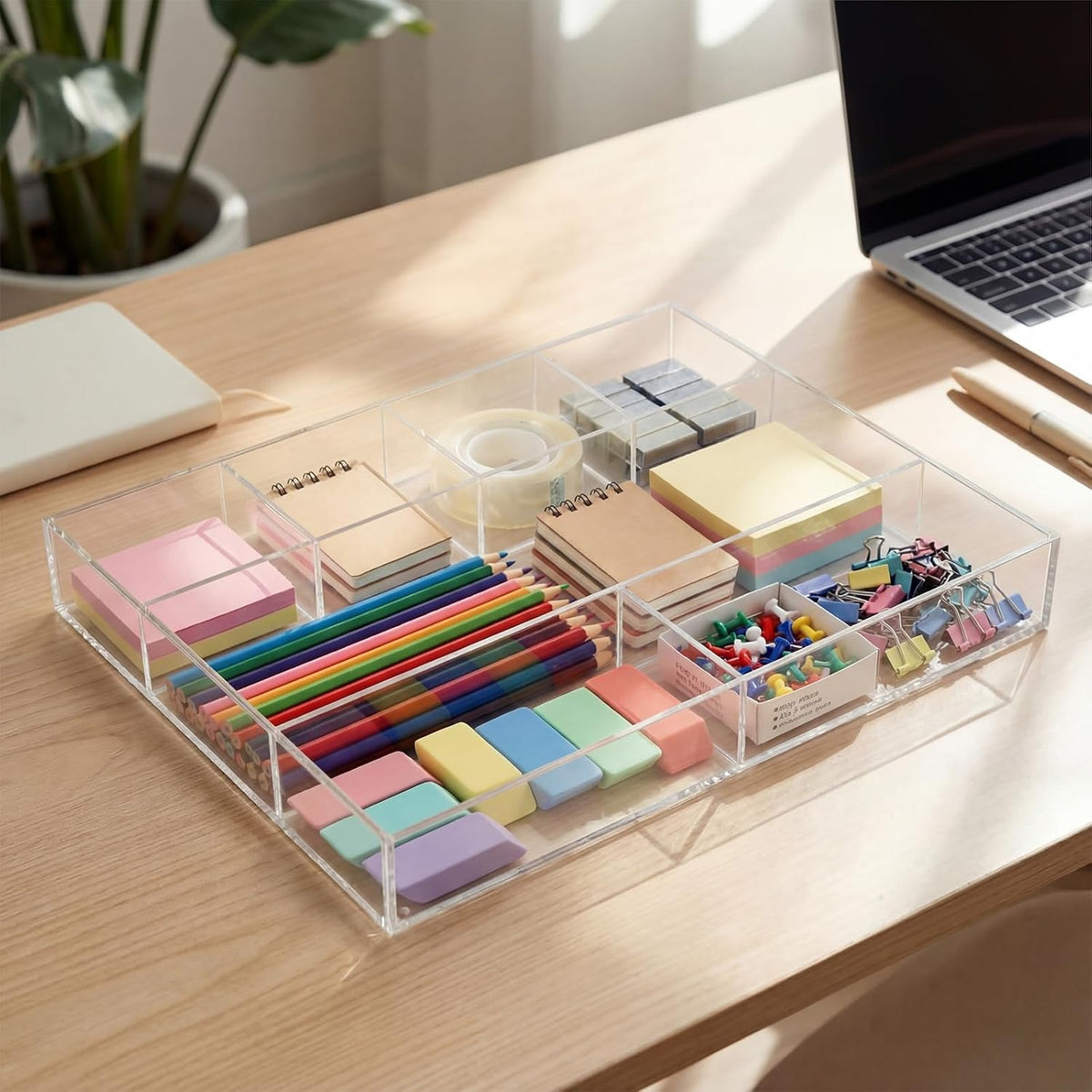Clear Acrylic Deep Drawer Organizer Tray, 7 Compartments