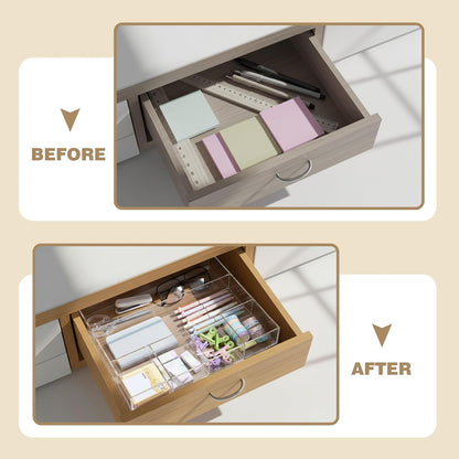 Clear Acrylic Deep Drawer Organizer Tray, 7 Compartments