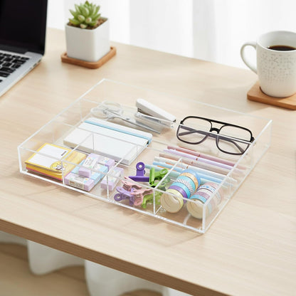 Clear Acrylic Deep Drawer Organizer Tray, 7 Compartments