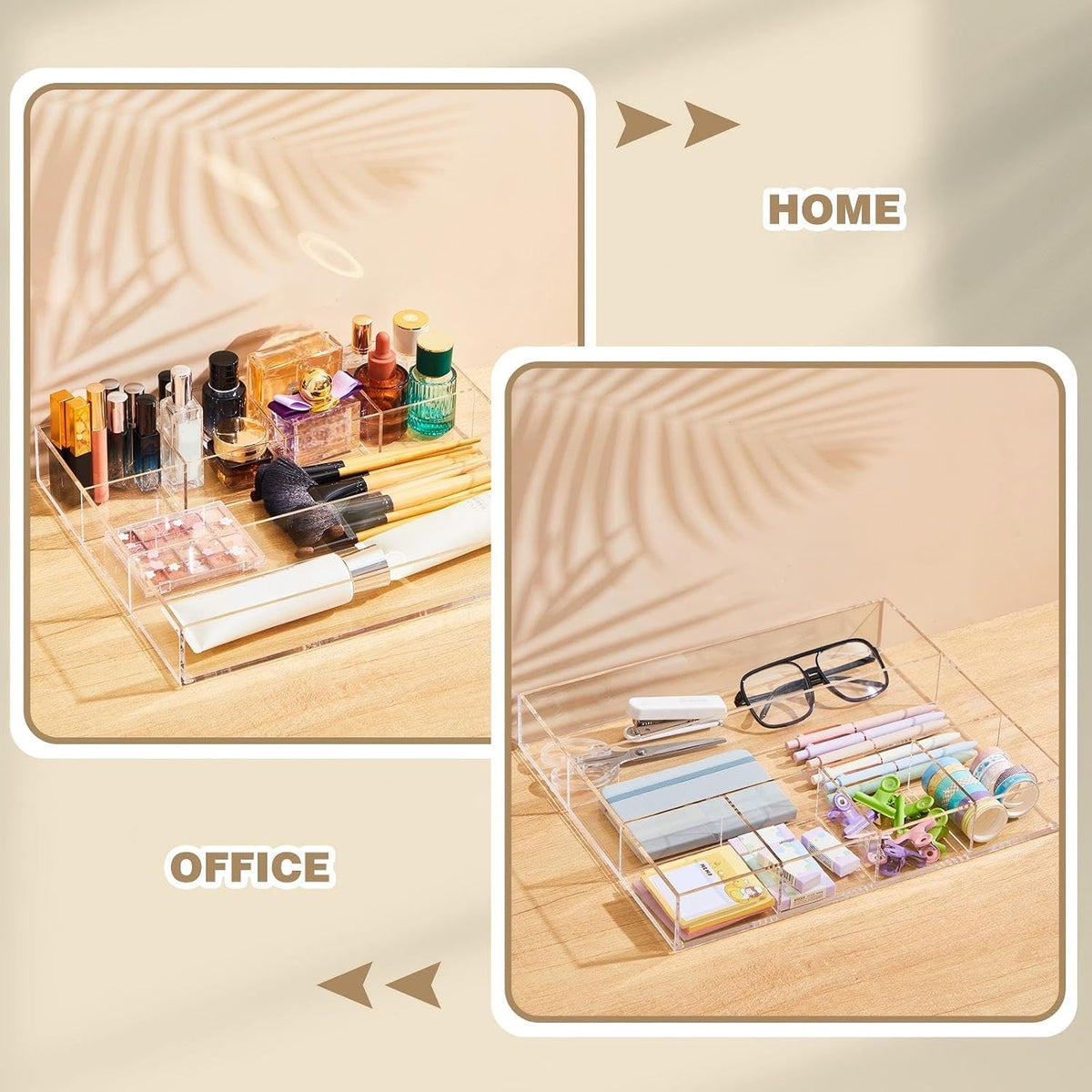 Clear Acrylic Deep Drawer Organizer Tray, 7 Compartments