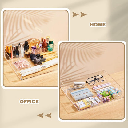 Clear Acrylic Deep Drawer Organizer Tray, 7 Compartments