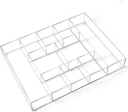Clear Acrylic Deep Drawer Organizer Tray, 7 Compartments