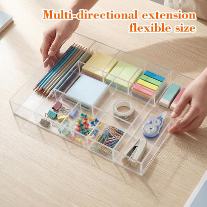 Clear Acrylic Deep Drawer Organizer Tray, 7 Compartments