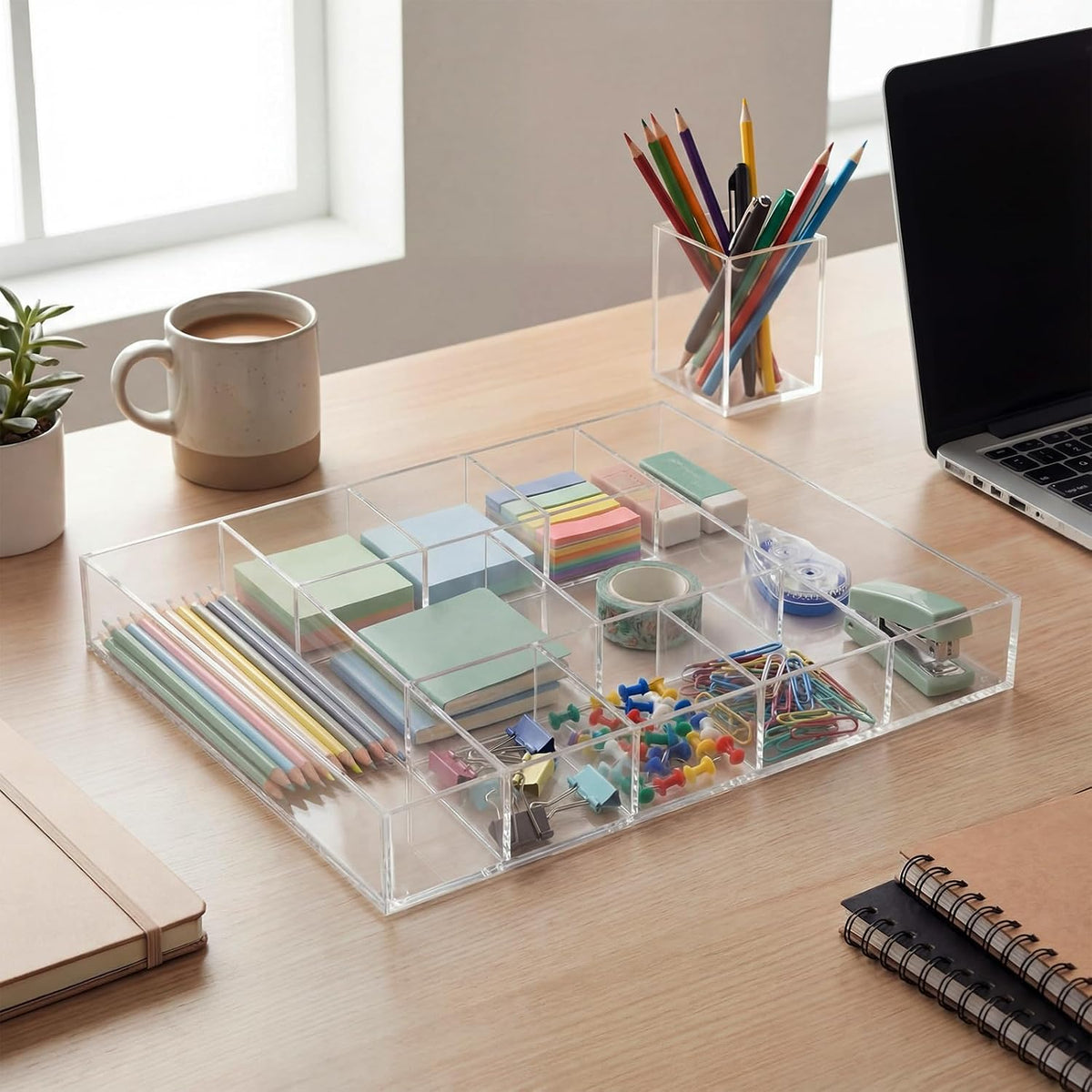Clear Acrylic Deep Drawer Organizer Tray, 7 Compartments