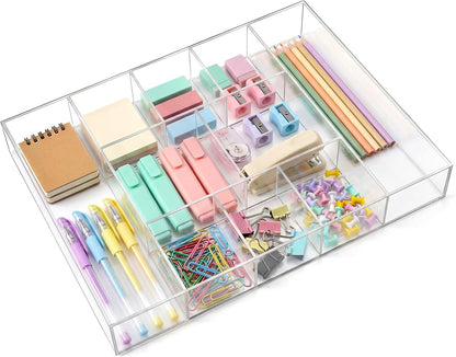 Clear Acrylic Deep Drawer Organizer Tray, 7 Compartments