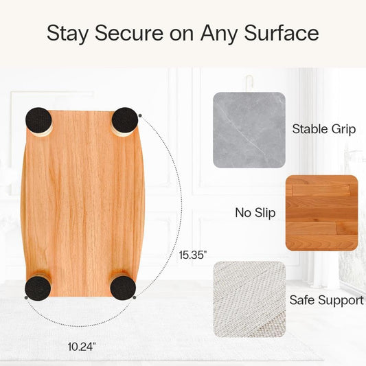Wooden Desk Foot Rest, Adjustable 3 Heights, Non-Slip, Under Desk