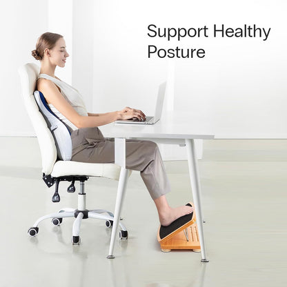 Wooden Desk Foot Rest, Adjustable 3 Heights, Non-Slip, Under Desk