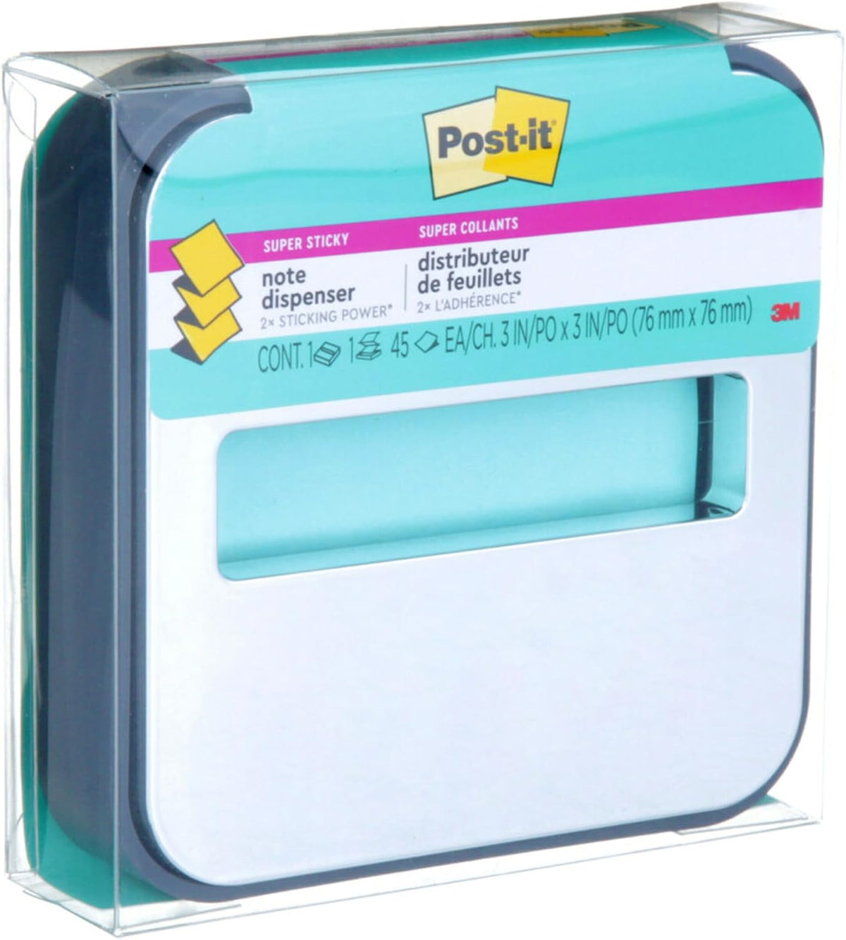 Note Dispenser, Black Base, 1 Dispenser, 1 Pad, 45 Sheets/Pad