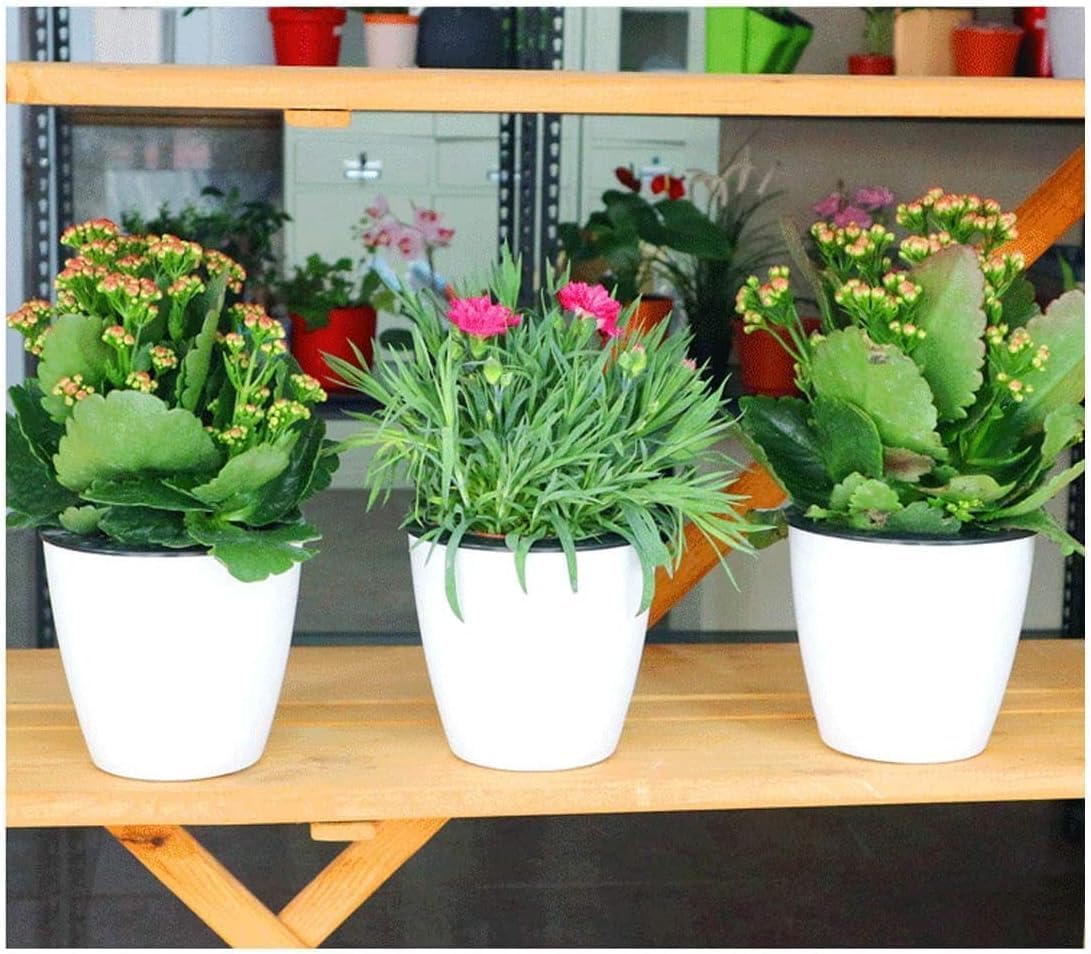 2 Pcs 3.5“ Self Watering Planter White Flower Pot, Flowers Plants, Small Mini Planter Pot, for All Plants, Herbs, African Violets, Succulents